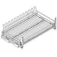 Ellite Сетка для посуды 1-уровневая в нижнюю базу 900 выдвижная, с доводчиком, отделка орион серый