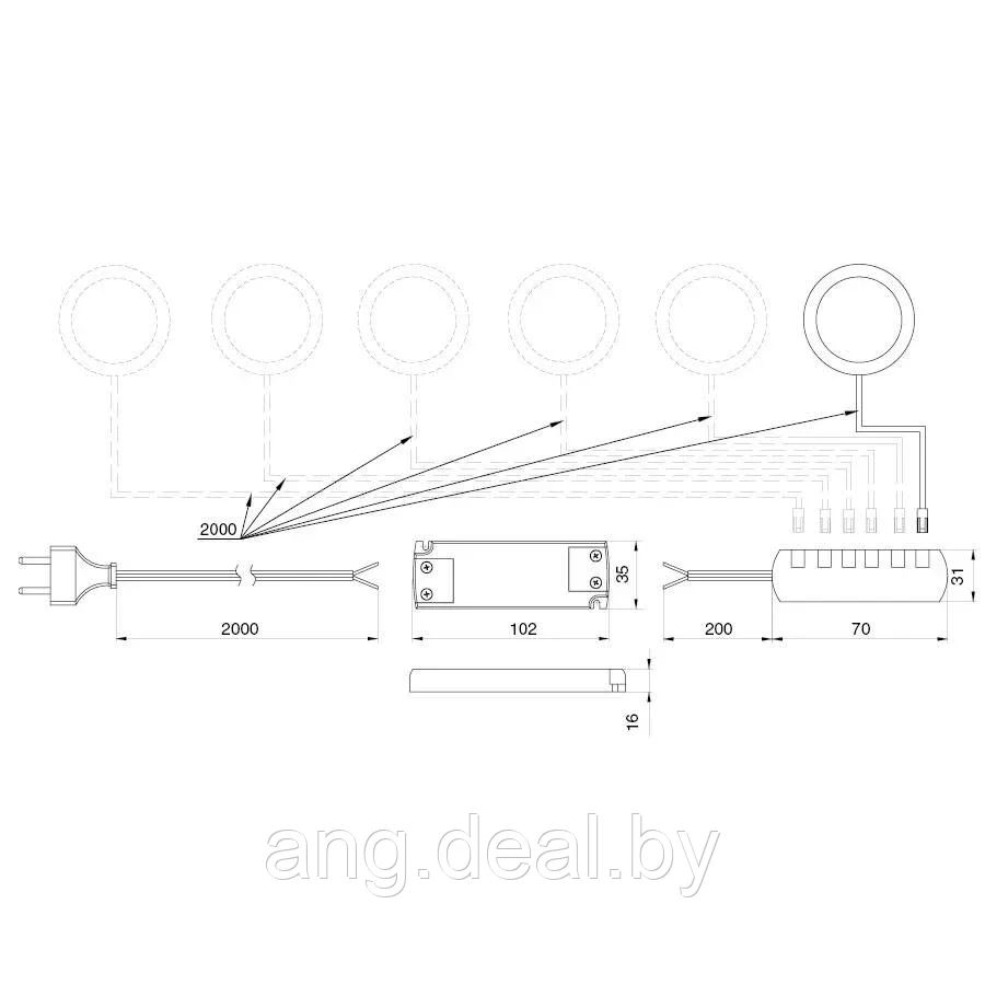 Комплект из 2-х светильников Led Matrix R, 2W/24V, 4000К, отделка белый - фото 4 - id-p208650200