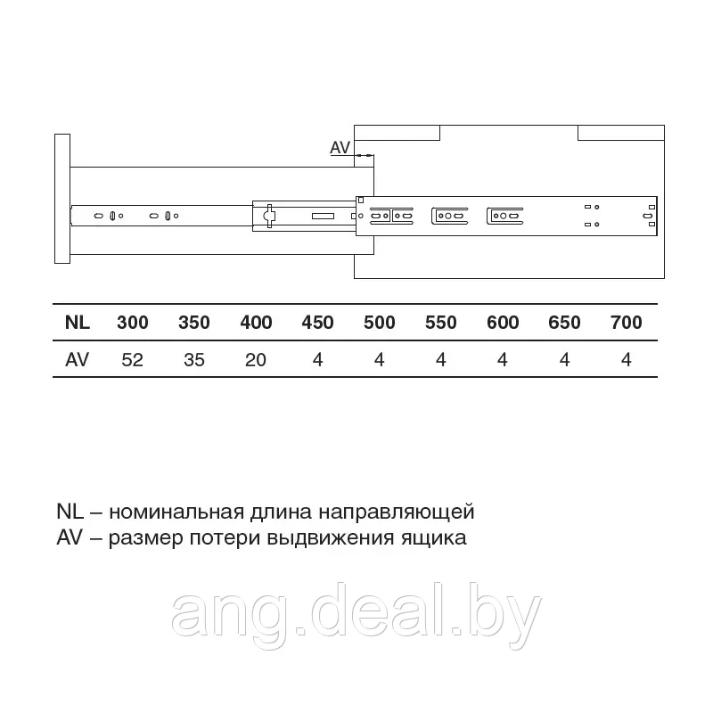 Комплект шариковых направляющих Soft&Push, h.45, L=650мм полного выдвижения, отделка цинк - фото 3 - id-p208653182