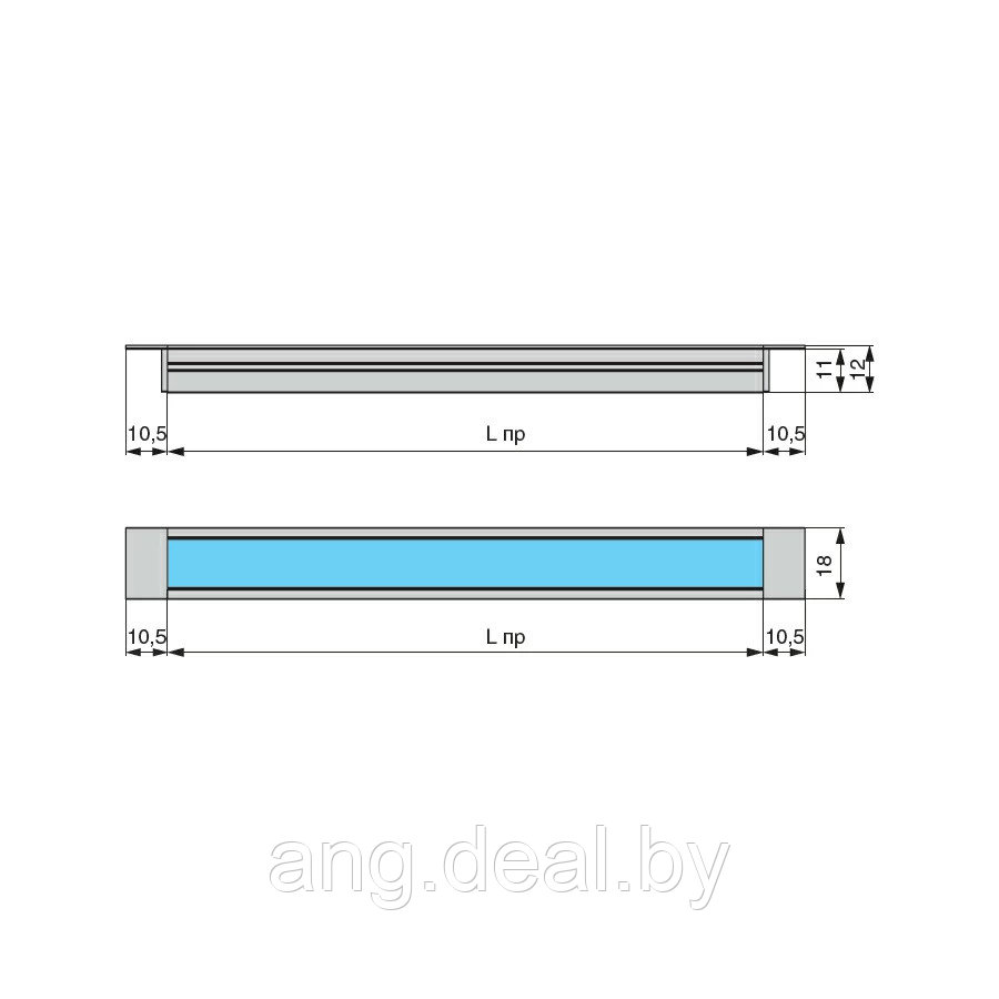 Профиль 1812 для LED подсветки врезной, L=3100 мм, отделка черный (анодировка) - фото 3 - id-p208655188