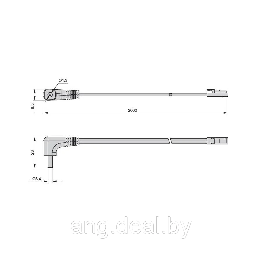 Кабель соединительный 2000 мм для Led Linear/Led Linear Touch с разъёмом JACK «папа» (угловой 90°) - фото 2 - id-p208652294