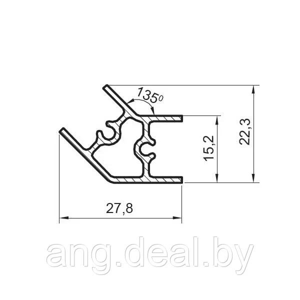 Kato Угол 135" внешний, отделка алюминий анодированный - фото 2 - id-p208647466