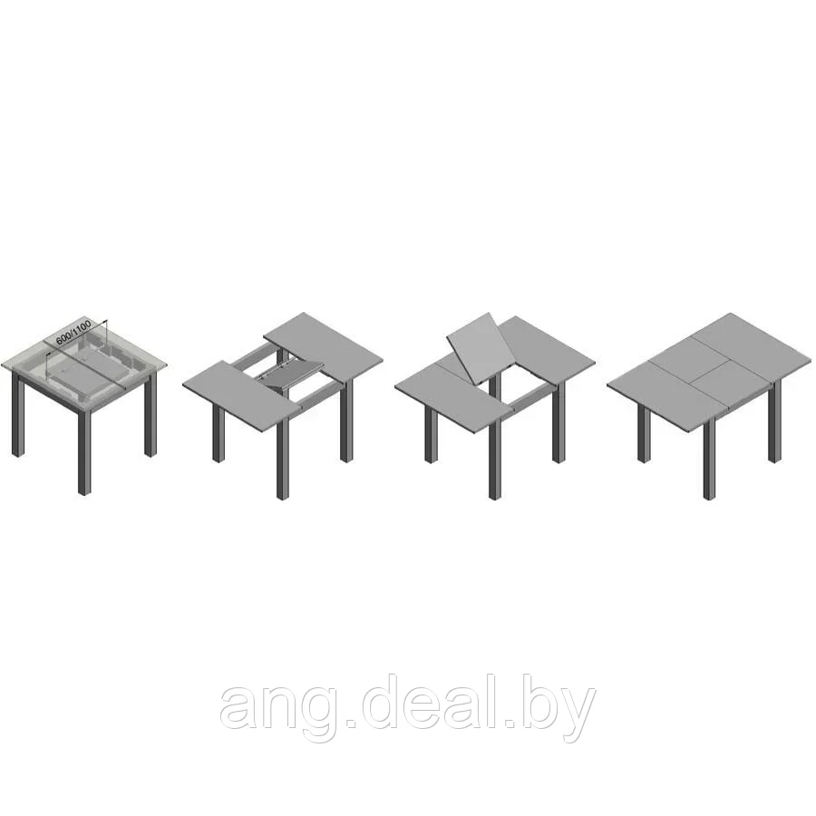 Механизм для вставки стола 500 мм, отделка цинк/серая - фото 2 - id-p208651321