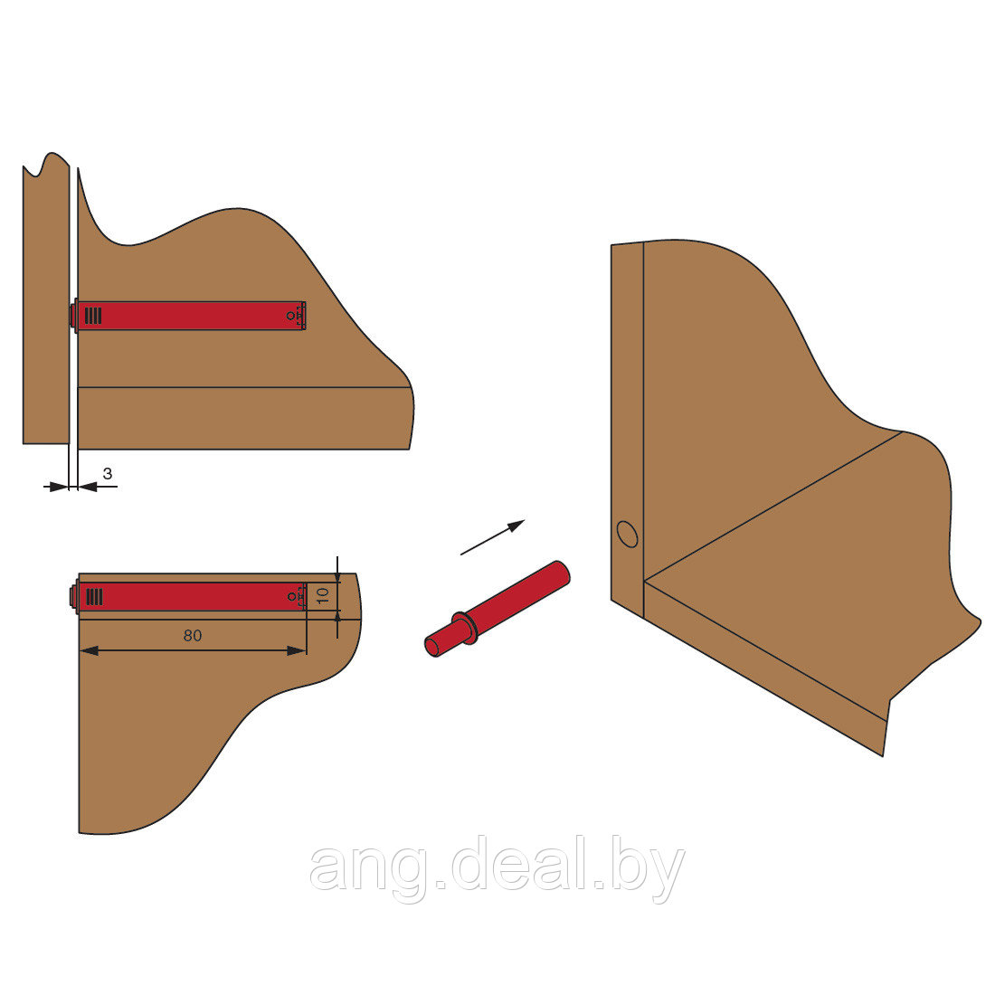 Push-Latch 37 Защелка врезная с амортизатором, цвет орион серый - фото 3 - id-p208654300