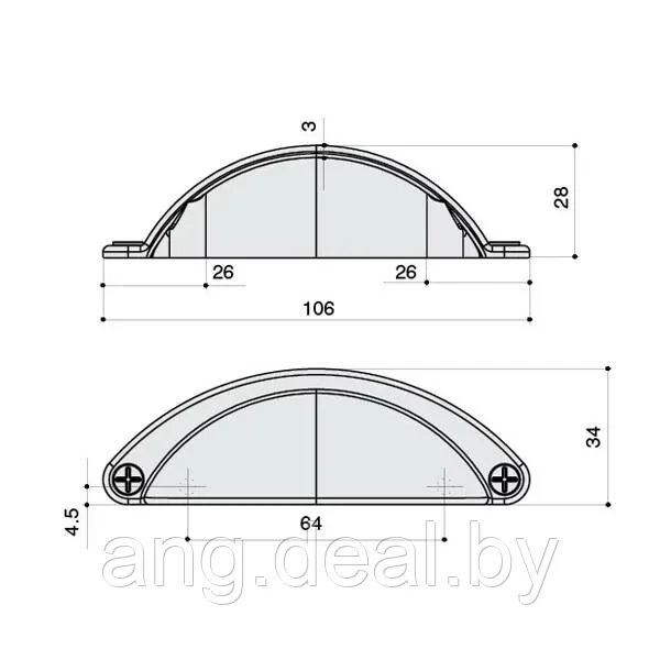 Ручка-ракушка 64мм, отделка античное железо - фото 2 - id-p208649433