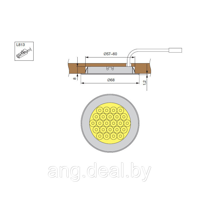 Комплект из 3-х врезных светильников LED Metris V12, (3*1,6W), 12V, 3050-3250K с источником питания, отделка - фото 2 - id-p208654443