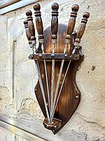 Щит-панно декоративный деревянный "Рыцарский №14" с 7 шампурами В750мм*Ш450мм