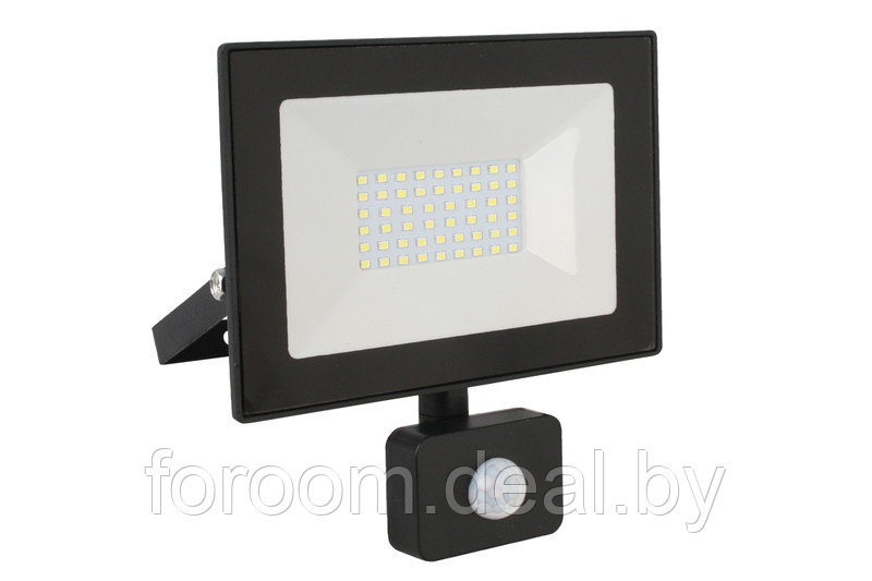 Прожектор LED Ultraflash LFL-5002S C02 черный (с датчиком, 50 Вт, 230В, 6500К)