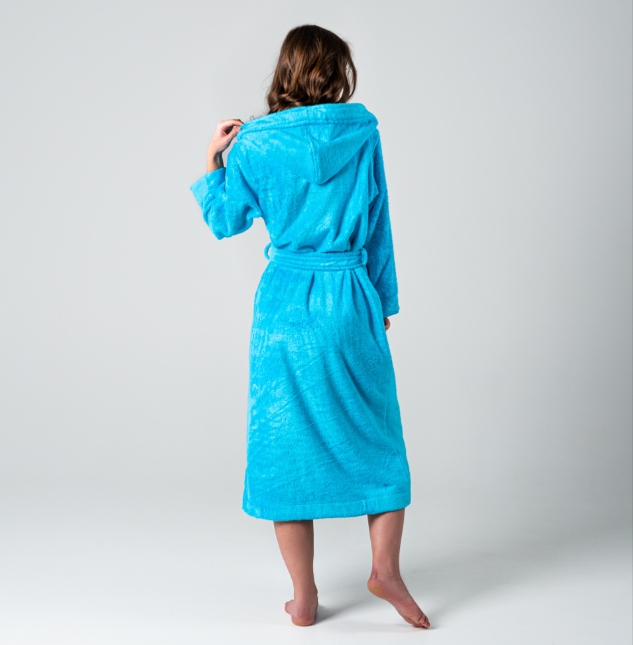 Женский хлопковый халат с капюшоном длинный. Коралловый - фото 2 - id-p208661961