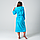 Женский хлопковый халат с капюшоном длинный. Голубой, фото 3