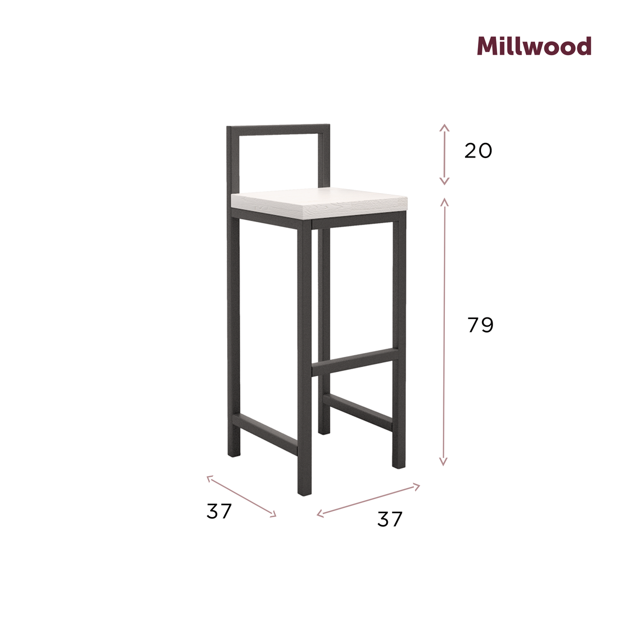 Millwood Стул барный Крам, ЛДСП Белый / Металлокаркас Черный - фото 3 - id-p208664031