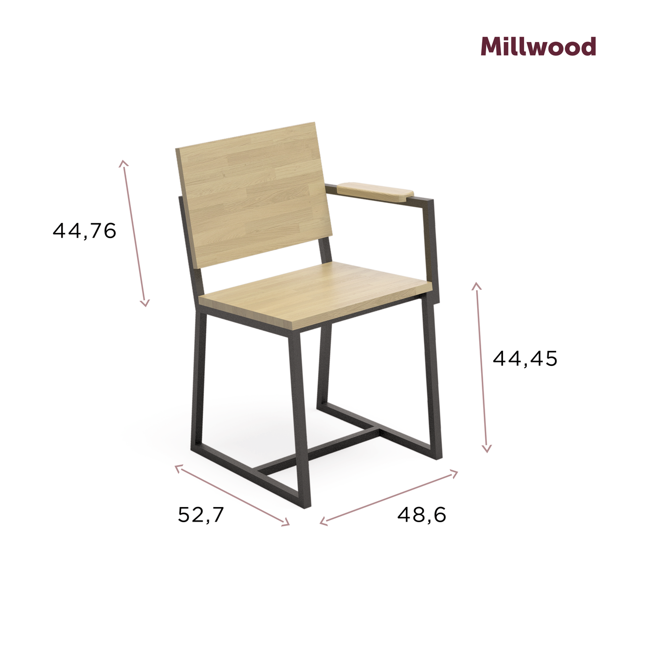 Millwood Стул Лофт Рут (левый), ЛДСП Дуб золотой крафт / Металлокаркас Графит - фото 3 - id-p208664108