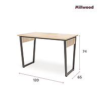 Millwood Стол письменный Лофт Чикаго (Р-1) (1100х650), ЛДСП Антрацит / Металлокаркас Белый