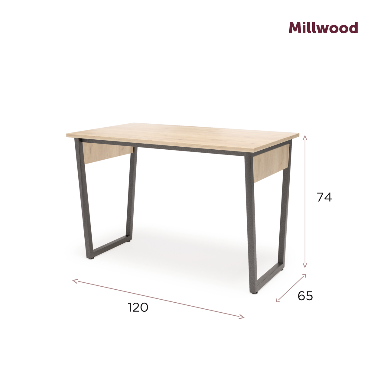 Millwood Стол письменный Лофт Чикаго (Р-1) (1100х650), ЛДСП Антрацит / Металлокаркас Белый - фото 1 - id-p208663299