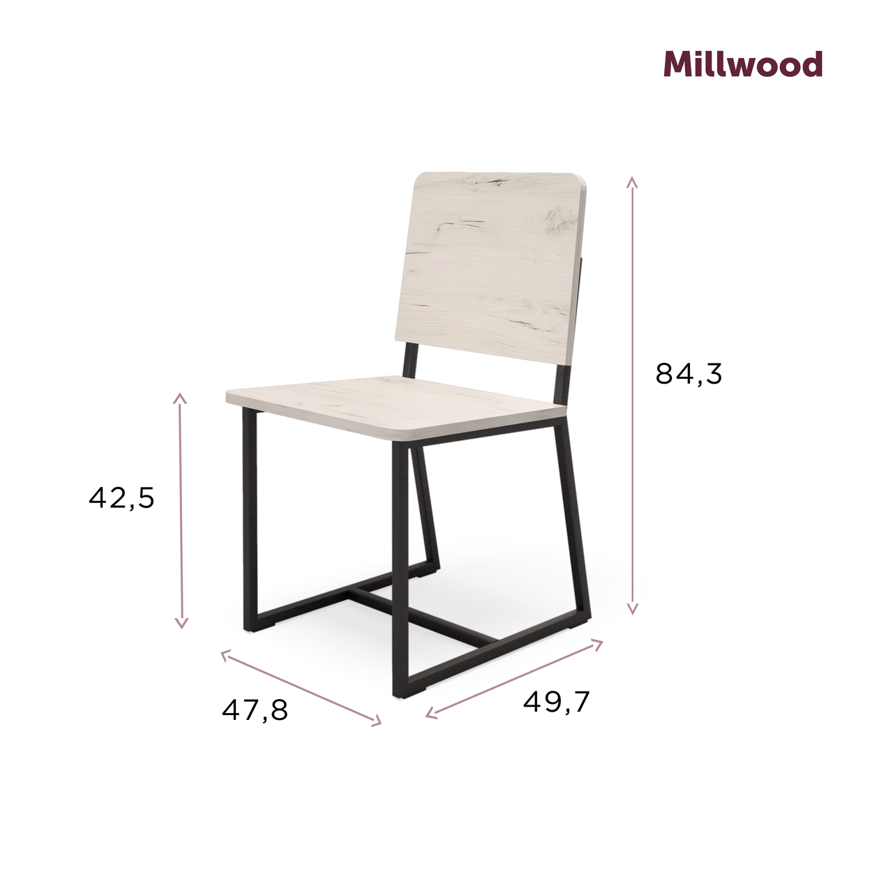 Millwood Стул Лофт Чед 1, ЛДСП Белый / Металлокаркас Белый - фото 3 - id-p208664125