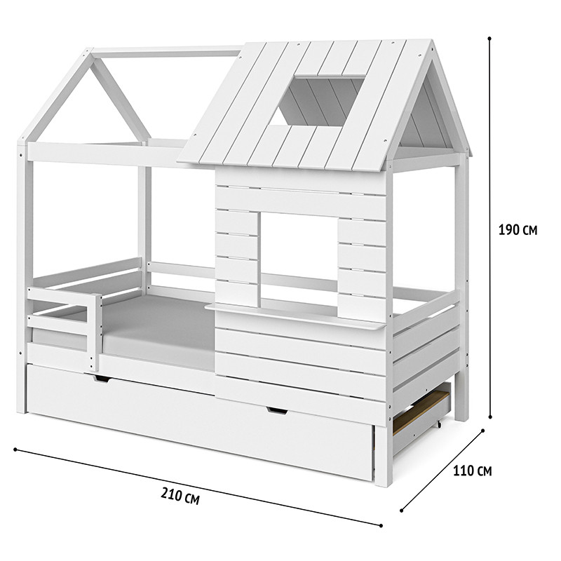 Millwood Детская кровать-домик Roxy, Сосна белая, с выкатным ящиком - фото 4 - id-p208665250