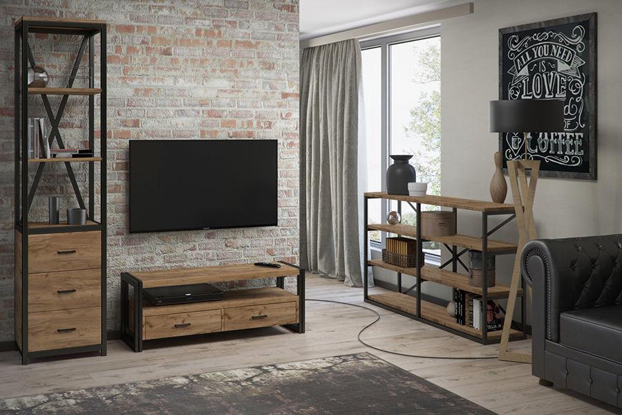 Millwood Тумба Лофт TVS-1, ЛДСП Белый / Металлокаркас Черный - фото 2 - id-p208663697