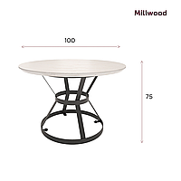 Millwood Стол Дублин (D1000), ЛДСП Дуб табачный крафт / Металлокаркас Белый