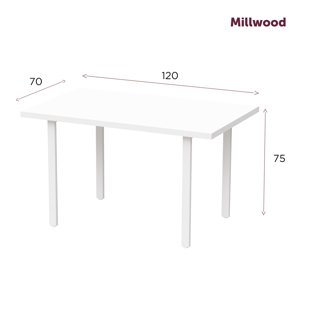 Millwood Стол Прага (1000х700) 18мм, ЛДСП Сосна пасадена / Металлокаркас Белый - фото 2 - id-p208663891