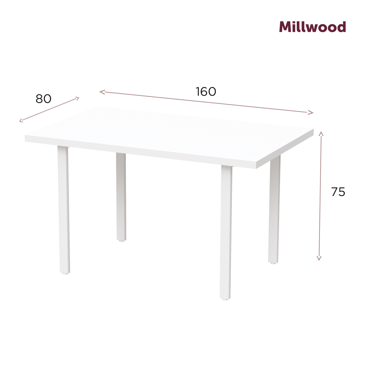 Millwood Стол Прага (1200х700) 18мм, ЛДСП Белый / Металлокаркас Белый - фото 4 - id-p208663897