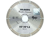 Алмазный круг 115х20 мм по керамике сегмент.ультратонкий Master Ceramic HILBERG (для плиткорезов) HM511
