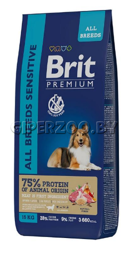 Brit Premium Sensitive All Breed Dog (ягненок и индейка), 15 кг - фото 1 - id-p208675668