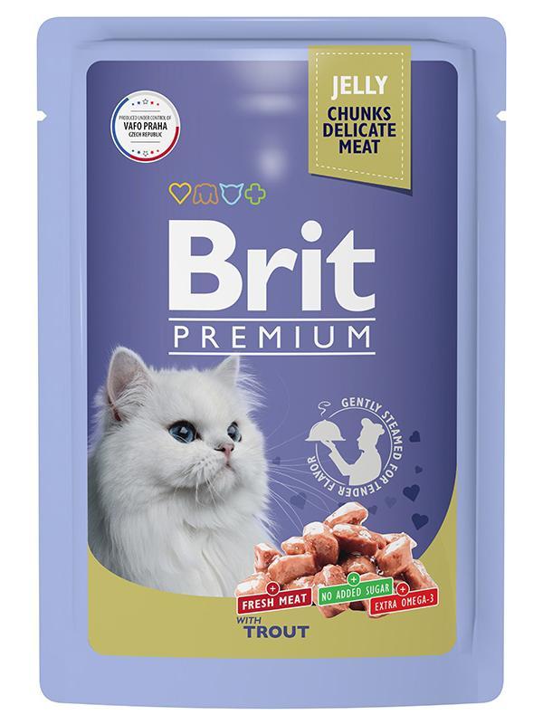 Brit Premium Пауч для взрослых кошек (Форель в желе), 85г - фото 1 - id-p208679673