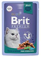 Brit Premium Пауч для взрослых стерилизованных кошек утка с яблоками, 85г