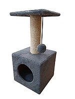 Cat House Когтеточка "Домик с полкой" серая (сизаль), 65 см