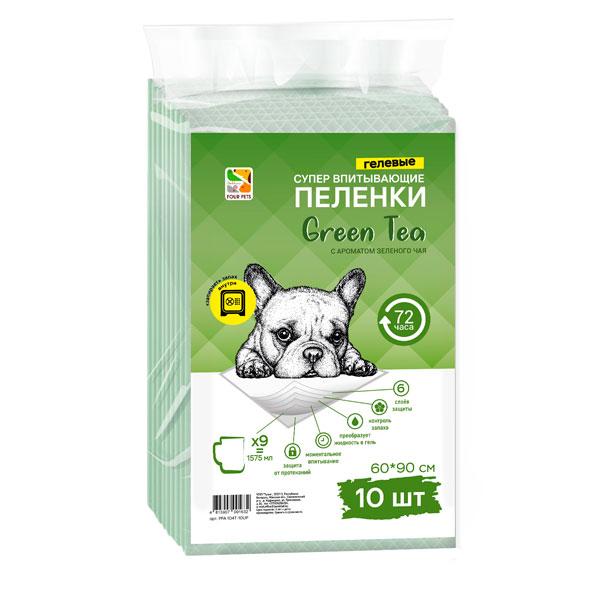 Пеленки для собак Four Pets Green Tea 60х90 см, 10 шт - фото 2 - id-p208676093