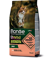 Monge Bwild Grain Free Adult cat (лосось), 1,5 кг