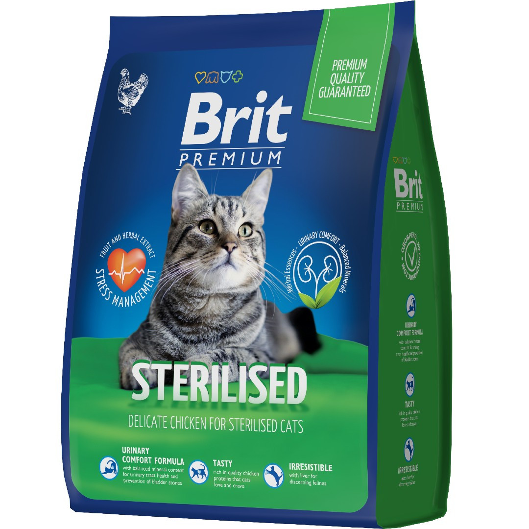 Brit Premium Sterilised Cat (Курица), 2 кг - фото 1 - id-p208676191