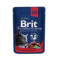 Brit Premium Cat для взрослых кошек с говядиной и горошком, 85 г