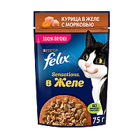 Felix Sensations для кошек (Курица с морковью в желе), 75 гр