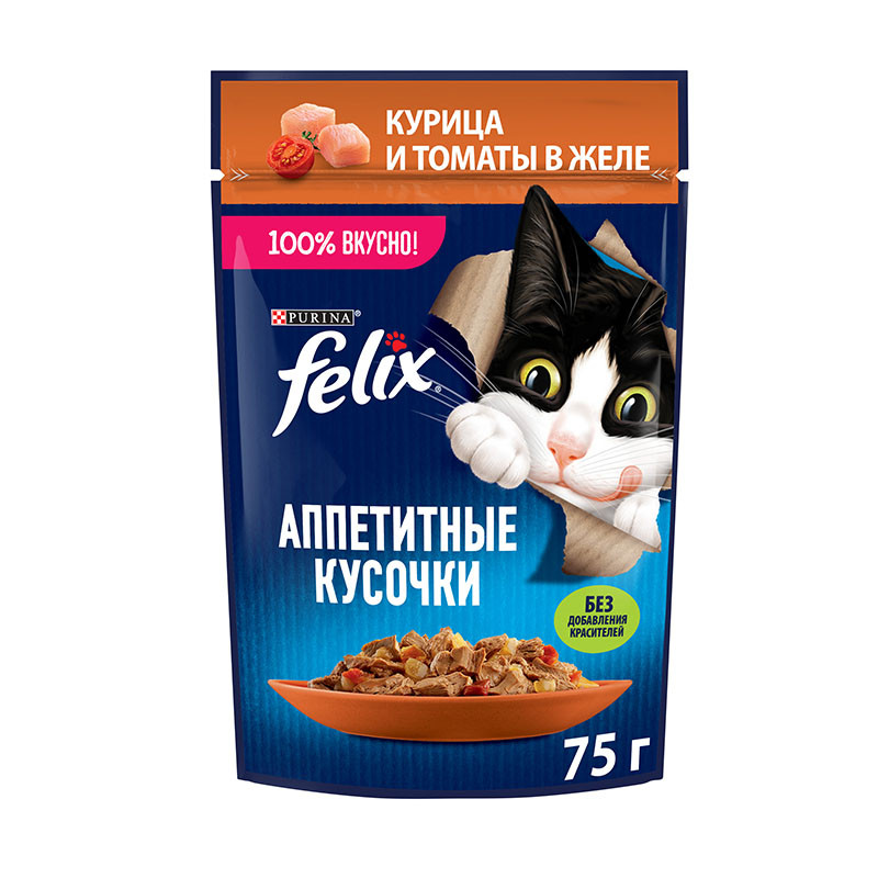 Felix Аппетитные кусочки для кошек (Курица в желе), 75 гр - фото 1 - id-p208681103