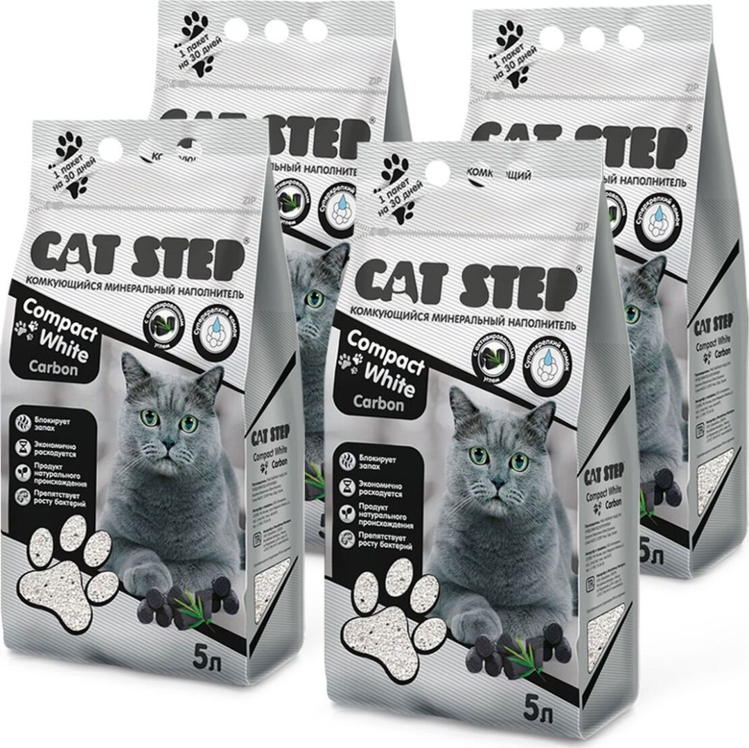 Наполнитель для кошачьих туалетов Cat Step Compact White Carbon, 10 л - фото 4 - id-p208678969