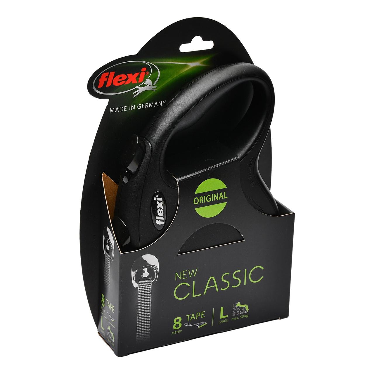 Рулетка Flexi New Classic черная L, лента 8 м - фото 2 - id-p208675010