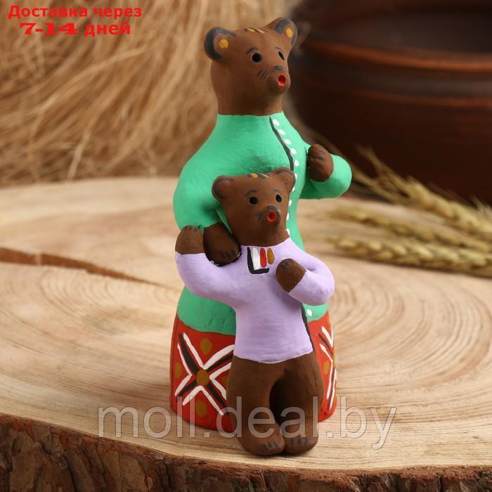 Сувенир"Медведица с медвежонком", каргопольская игрушка - фото 1 - id-p208642511