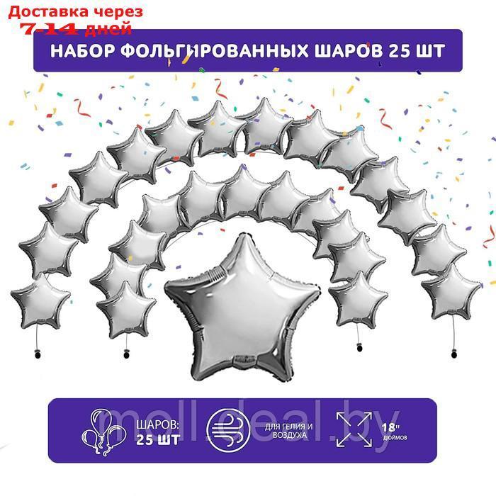 Набор фольгированных шаров 19" "Звезды", серебро, 25 шт.