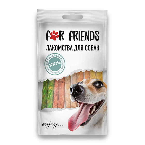 Лакомство For Friends для собак палочки цветные 5", 12,5 см., 5 шт - фото 1 - id-p208680109