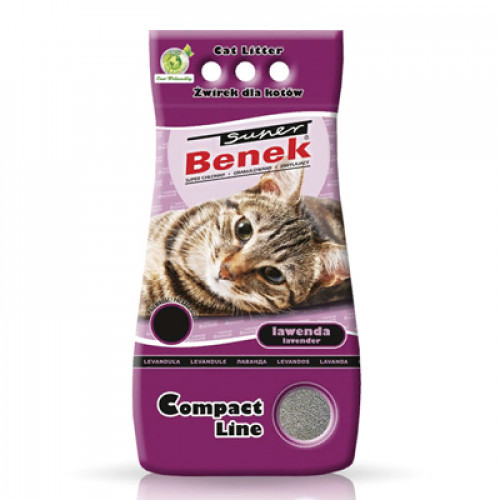 Super Benek КОМПАКТ ЛАВАНДА наполнитель комкующийся для кошачьего туалета с ароматом лаванды, 5 л - фото 1 - id-p208679168