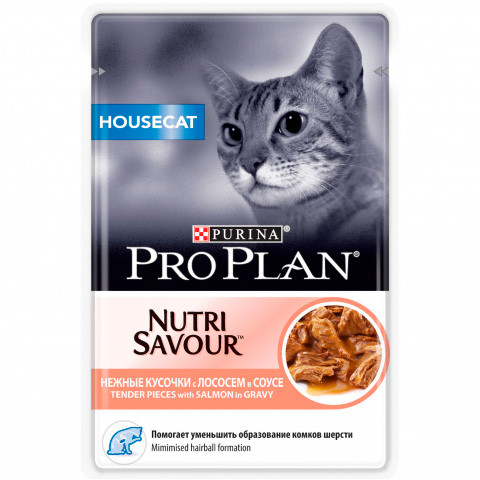 Pro Plan Nutrisavour Housecat с лососем (соус), 85 гр - фото 1 - id-p208675422