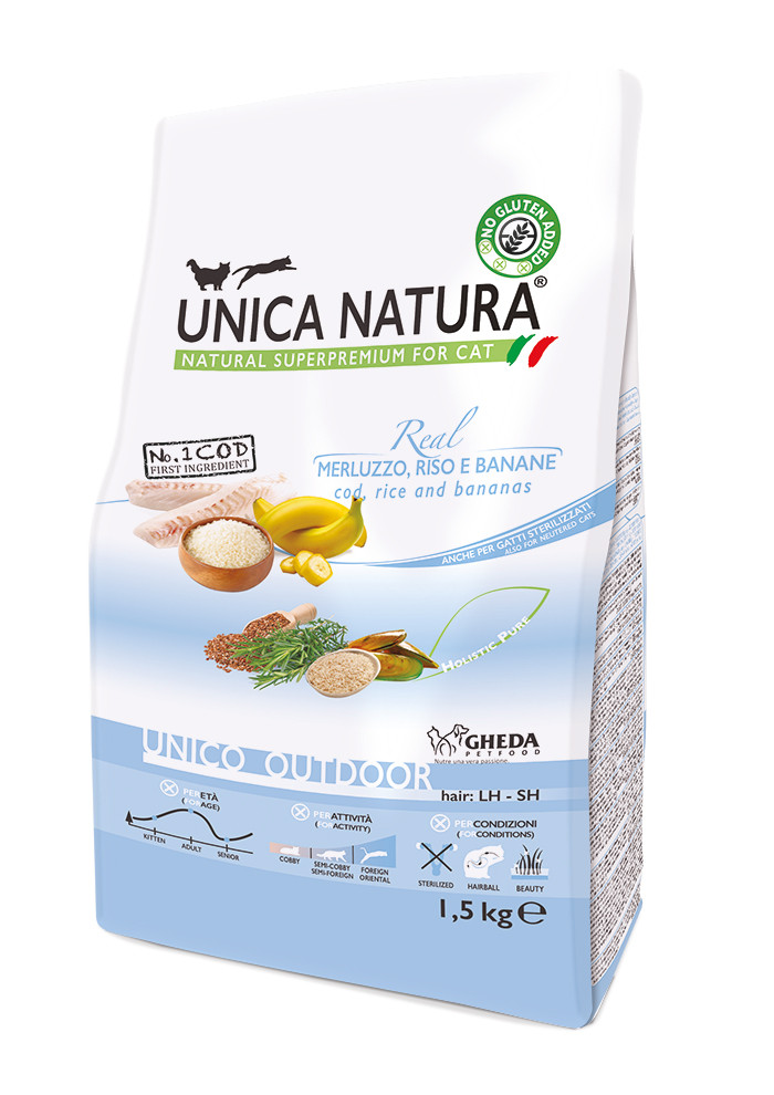 Unica Natura Unico Outdoor (треска, рис, банан), 1,5 кг - фото 1 - id-p208679253