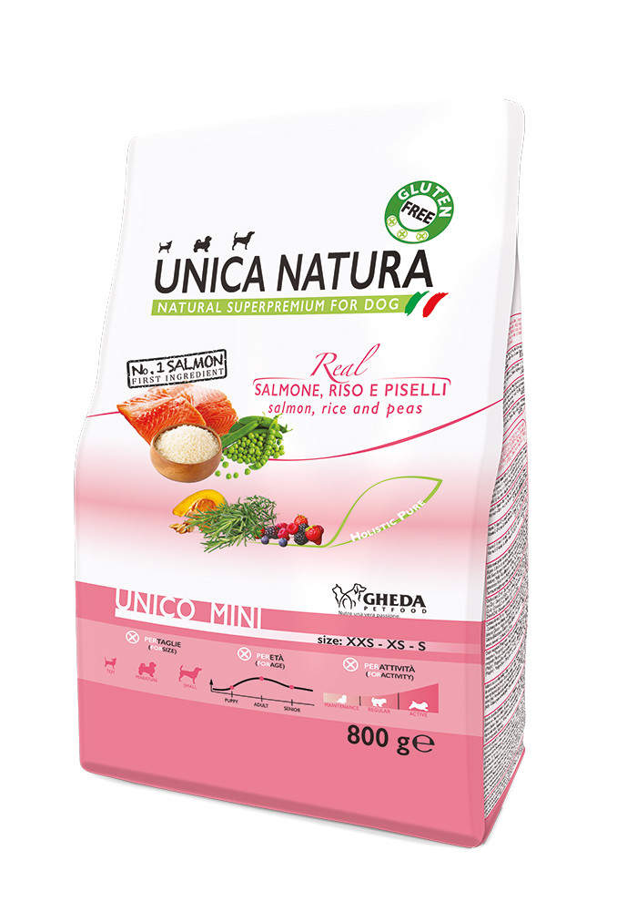 Unica Natura Unico Mini (лосось, рис и горох), 800 гр - фото 1 - id-p208679269