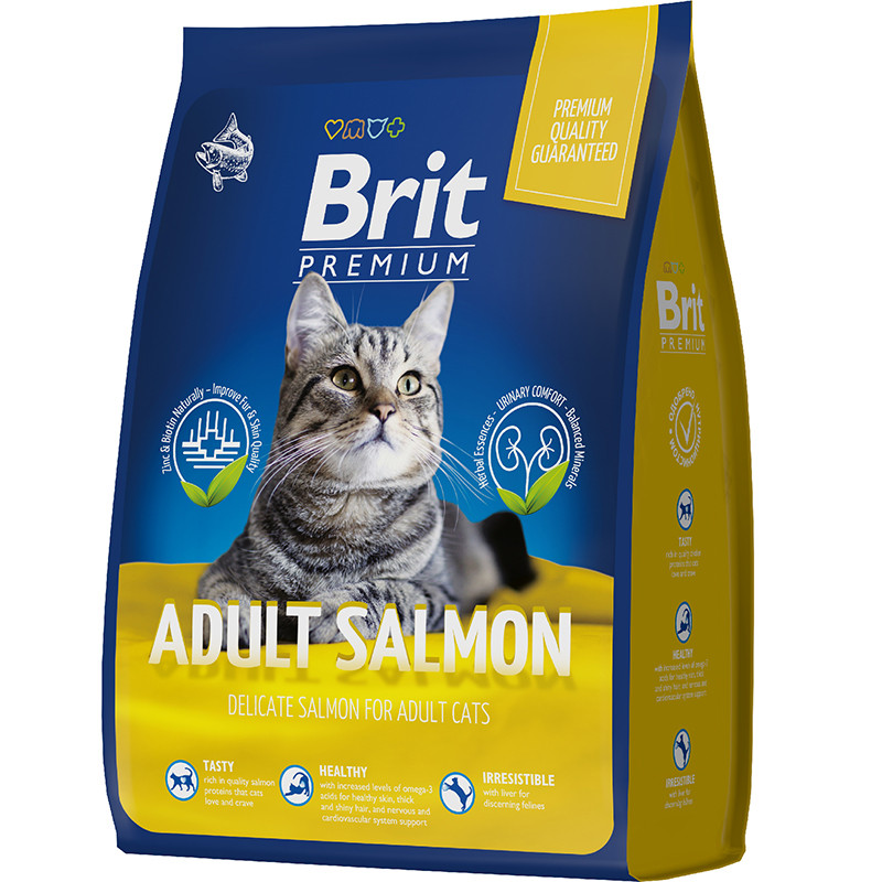 Brit Premium Adult Cat (Лосось), 2 кг - фото 1 - id-p208680247