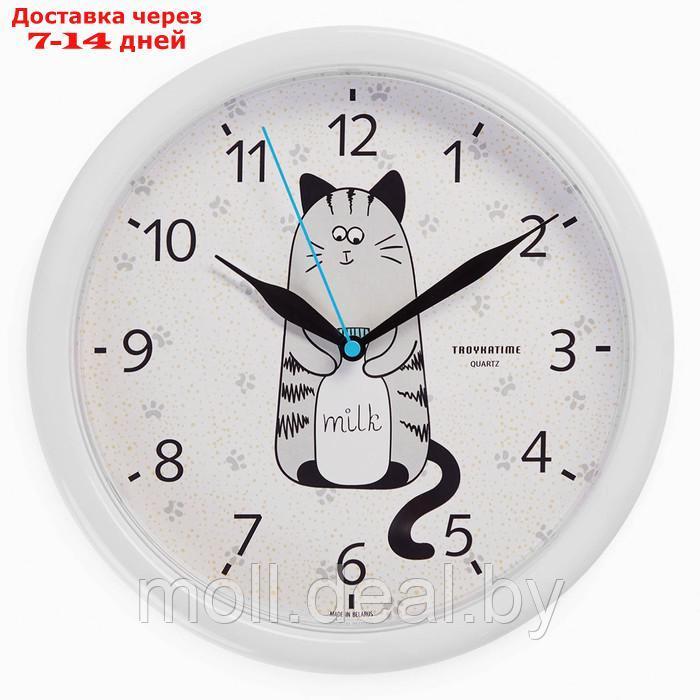 Часы настенные, серия: Интерьер, "Котенок", плавный ход, d-24.5 см, белые - фото 1 - id-p208643306