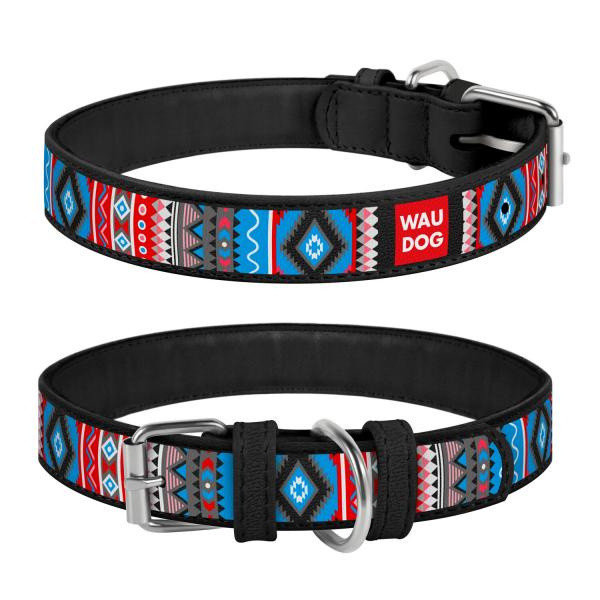 COLLAR WAUDOG Design Ошейник кожаный "Этно", черный ш.12 мм, д.21-29 см - фото 1 - id-p208680266