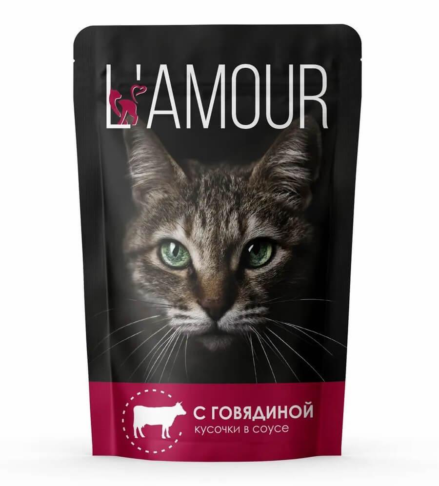 Корм LAMOUR пауч для кошек (говядина в соусе), 75 гр - фото 1 - id-p208681554