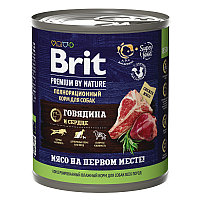 Brit Premium By Nature консервы для взрослых собак всех пород (говядина и сердце), 850гр.