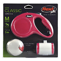 Комплект Рулетка Flexi New Classic красная M, трос 5 м + Фонарик LED + Multi Box
